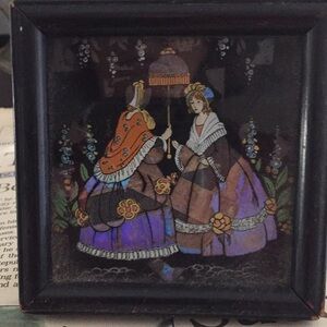 Antique framed butterfly wing picture